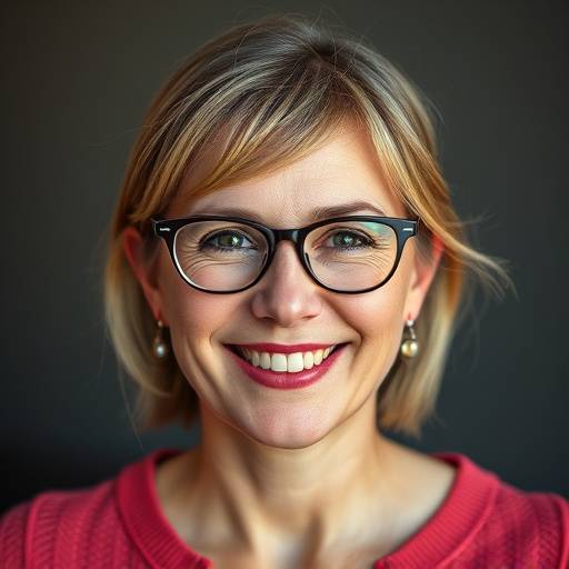 Portræt af Anna Christensen, smilende fotograf med briller.